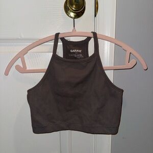Garage Charcoal Ribbed Halter Top